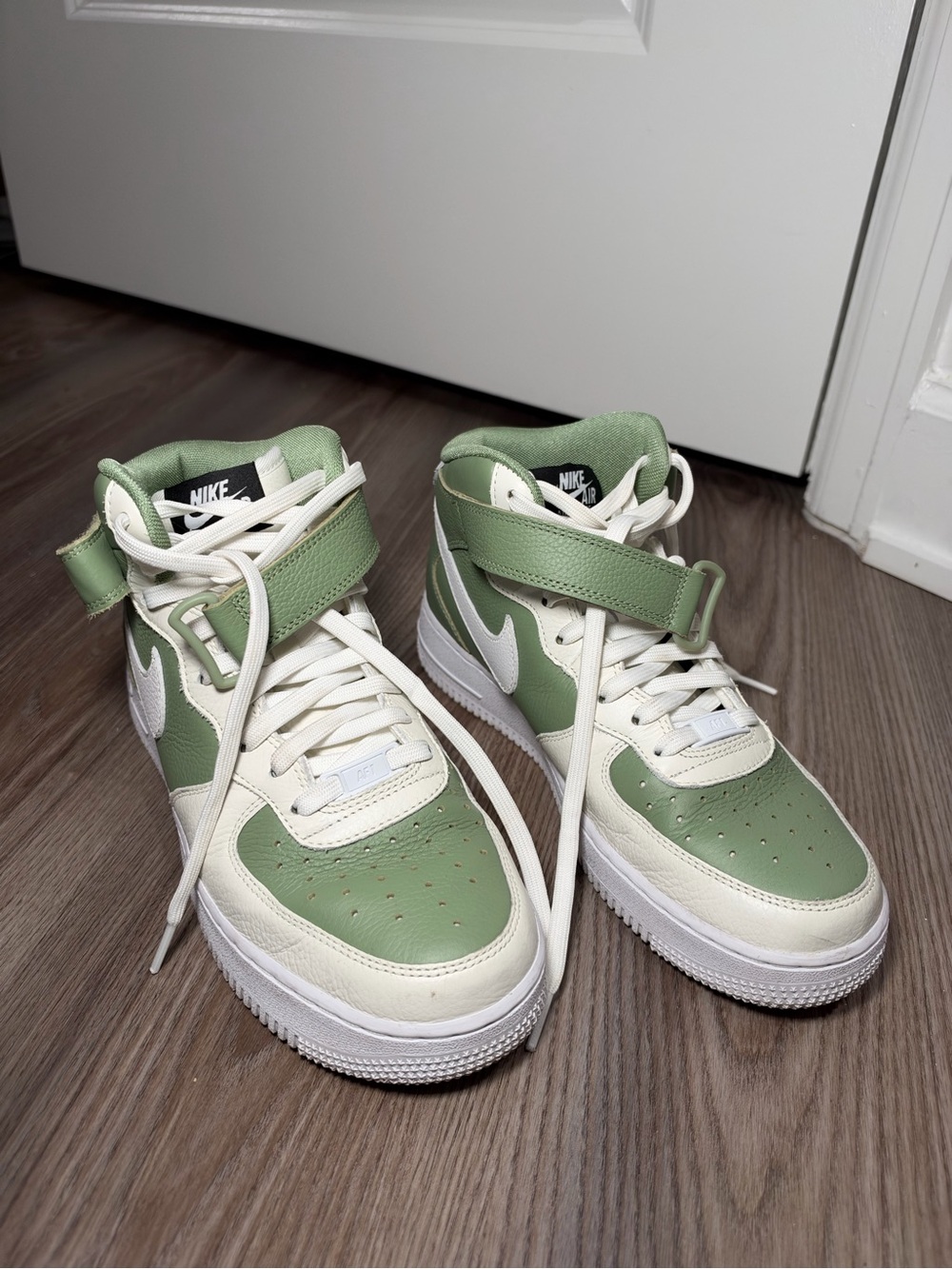 Nike High-Top Sneakers in Sage Green and White